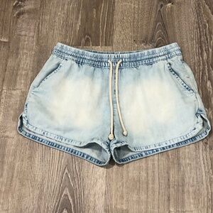 Aerie Chambray Drawstring Lounge Shorts XS Light Wash